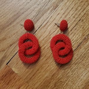 Red Beaded Circle Earrings